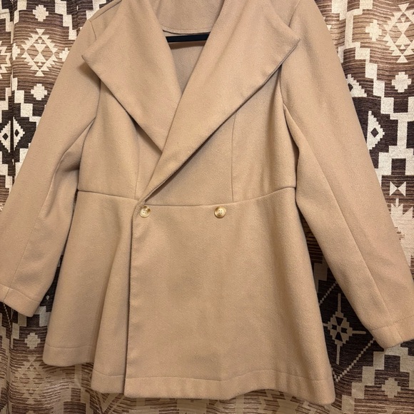 Women’s SHEIN Peacoat, Buttons, Tan, Size 0XL - Picture 2 of 6
